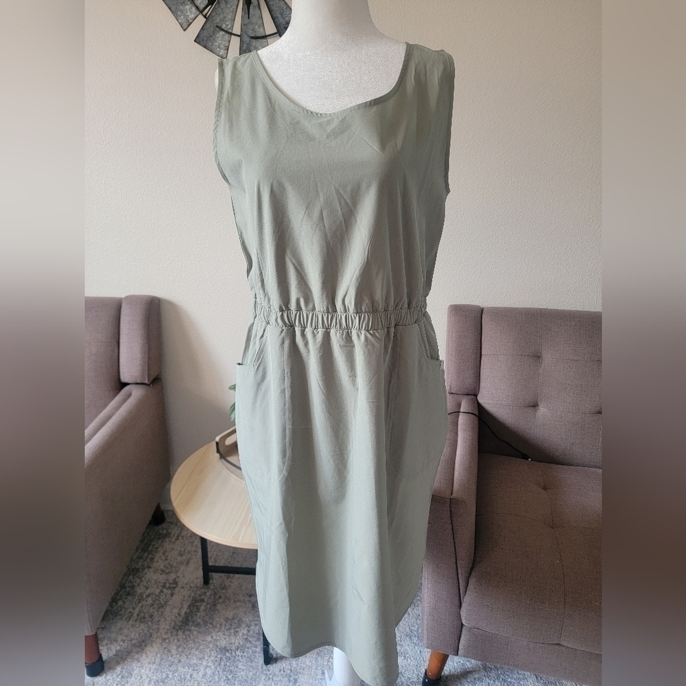 Ascend Stretch Woven Dress for Ladies - Seagrass Outdoor Dress - PSmall.. - Picture 5 of 16